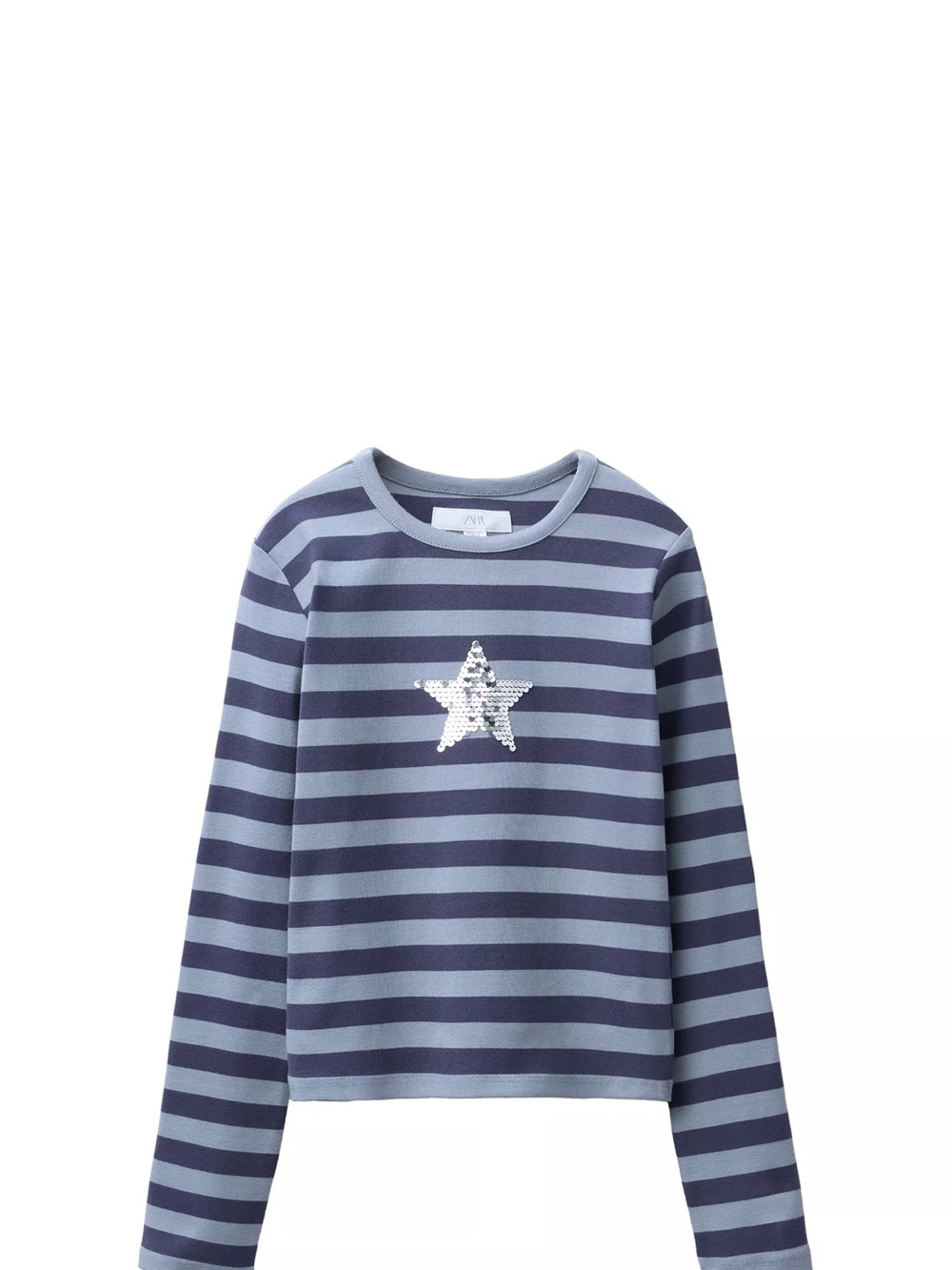 Zara Blue Striped Long-Sleeve Top with Sequin Star